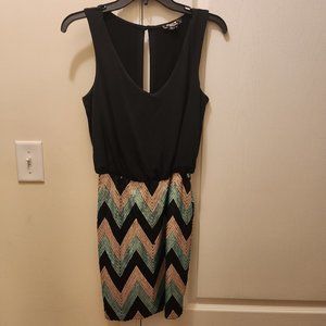 Sequin Hearts sleeveless dress with sequin bottom size S
